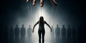 Eine Person wird wie eine Marionette gesteuert.